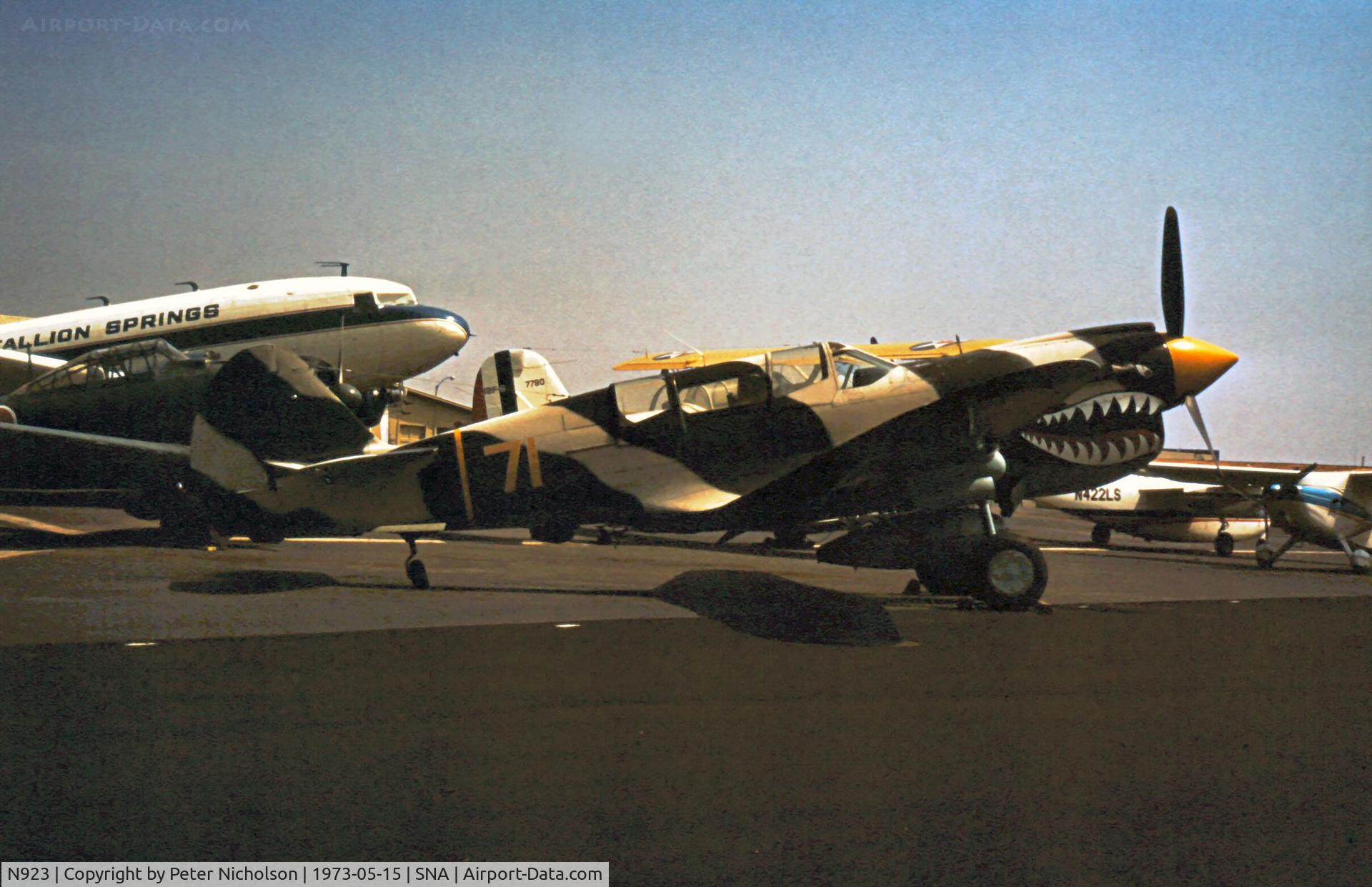 N923, 1944 Curtiss TP-40N Warhawk C/N 33915, This Curtiss TP-40 Warhawk was seen at the Tallmantz Collection at Santa Ana in May 1973.