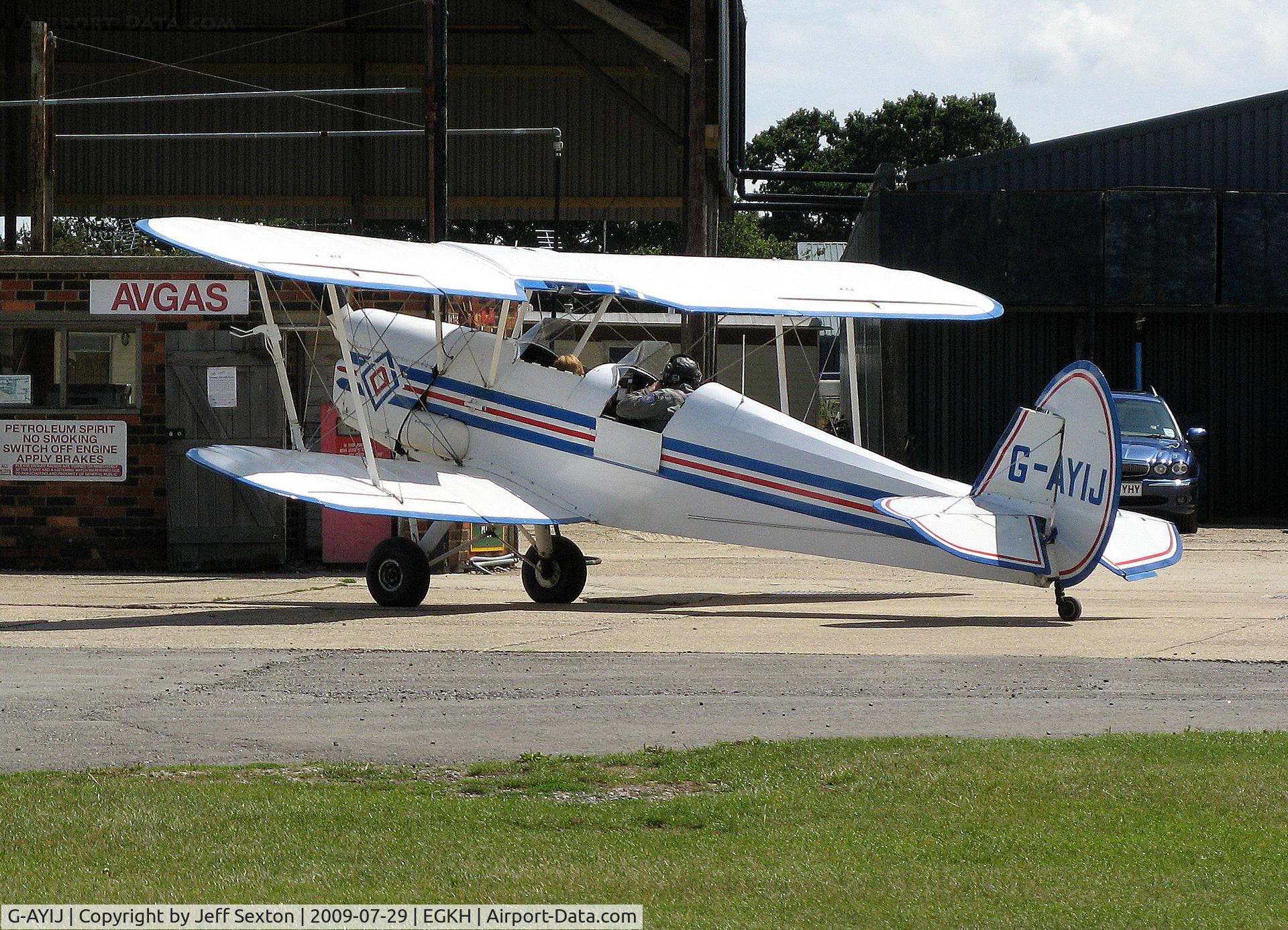 G-AYIJ, 1946 Stampe-Vertongen SV-4B C/N 376, Refuelling after flight