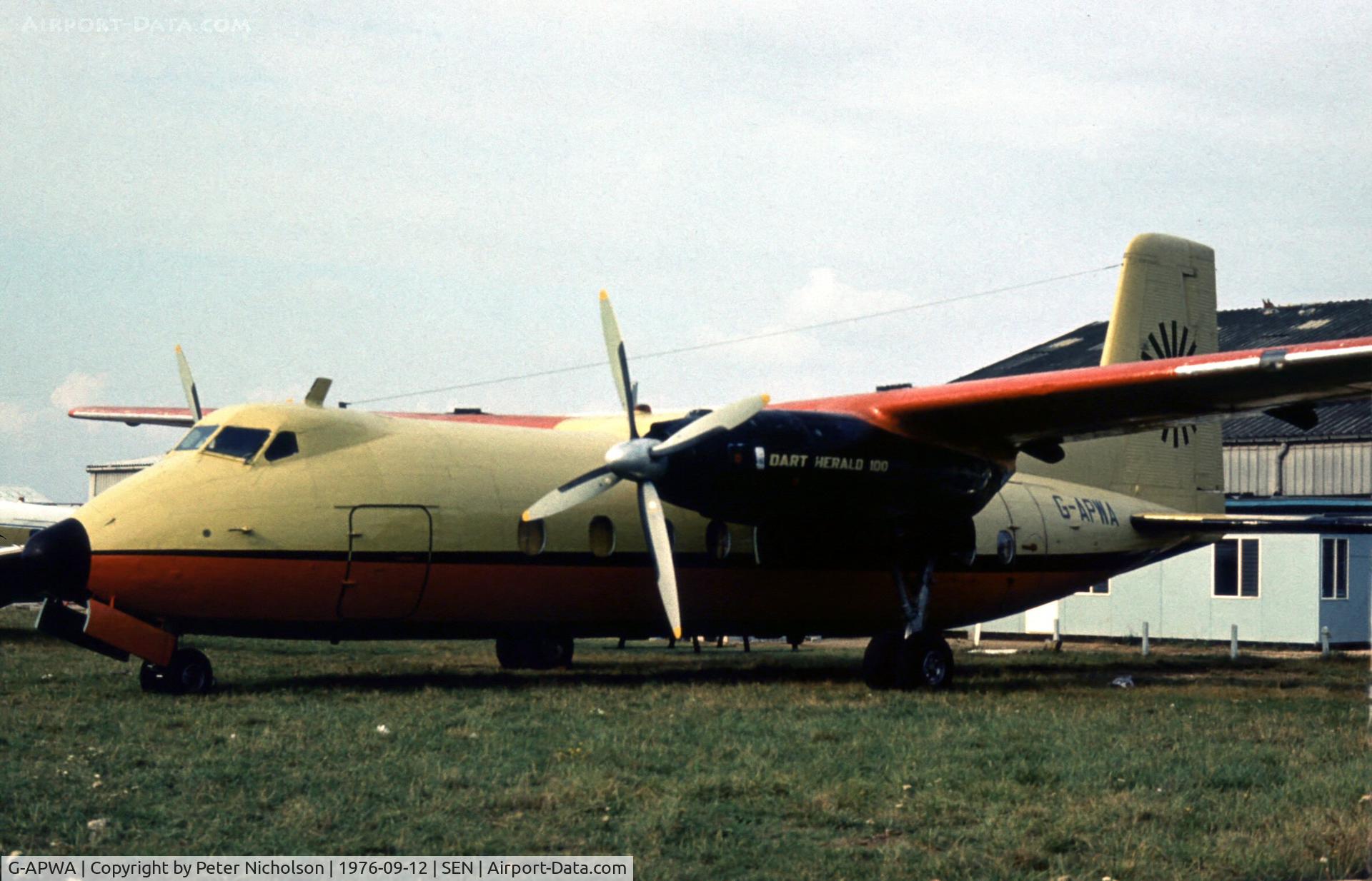 G-APWA, 1959 Handley Page HPR-7 Herald 201 C/N 149, Another view of the HPR-7 Herald 201 seen at Southend in the Summer of 1976.