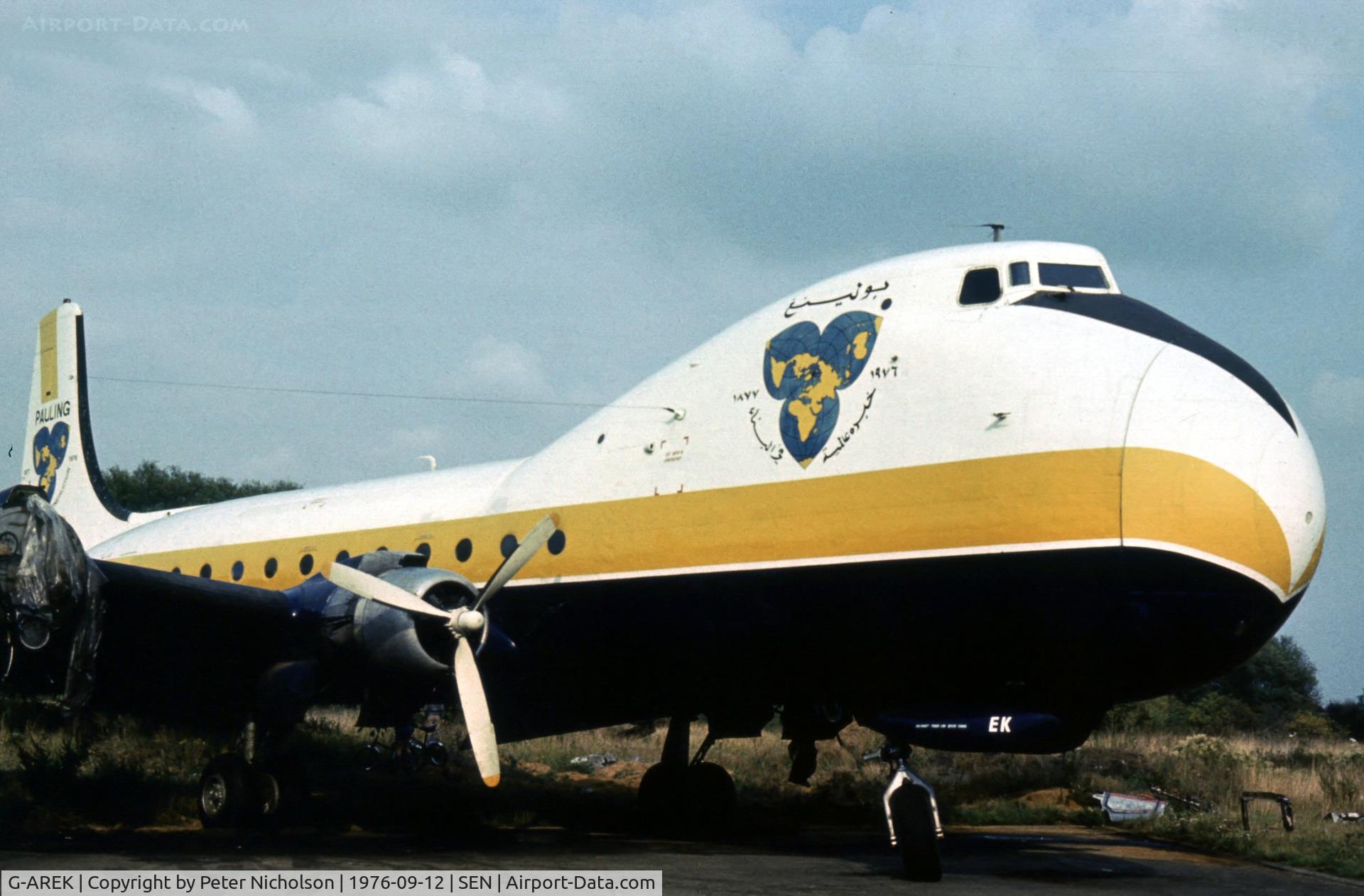G-AREK, 1962 Aviation Traders ATL-98 Carvair C/N 10365/ATL98/05, ATL-98 Carvair of Pauling (Middle East) Limited awaiting disposal at Southend in the Summer of 1976.
