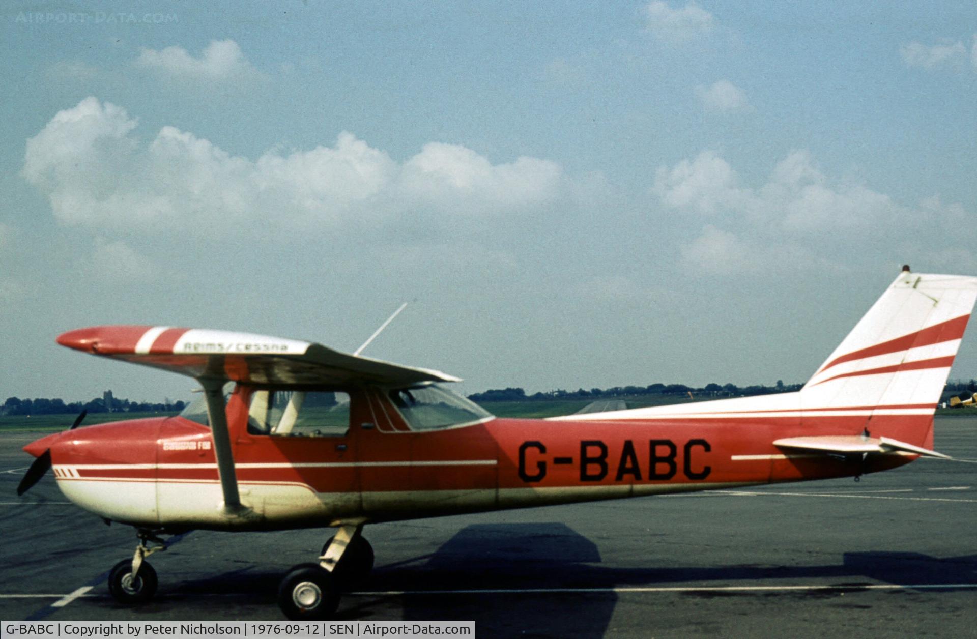 G-BABC, 1972 Reims F150L C/N 0831, This Reims Cessna F150L was seen at Southend in the Summer of 1976.
