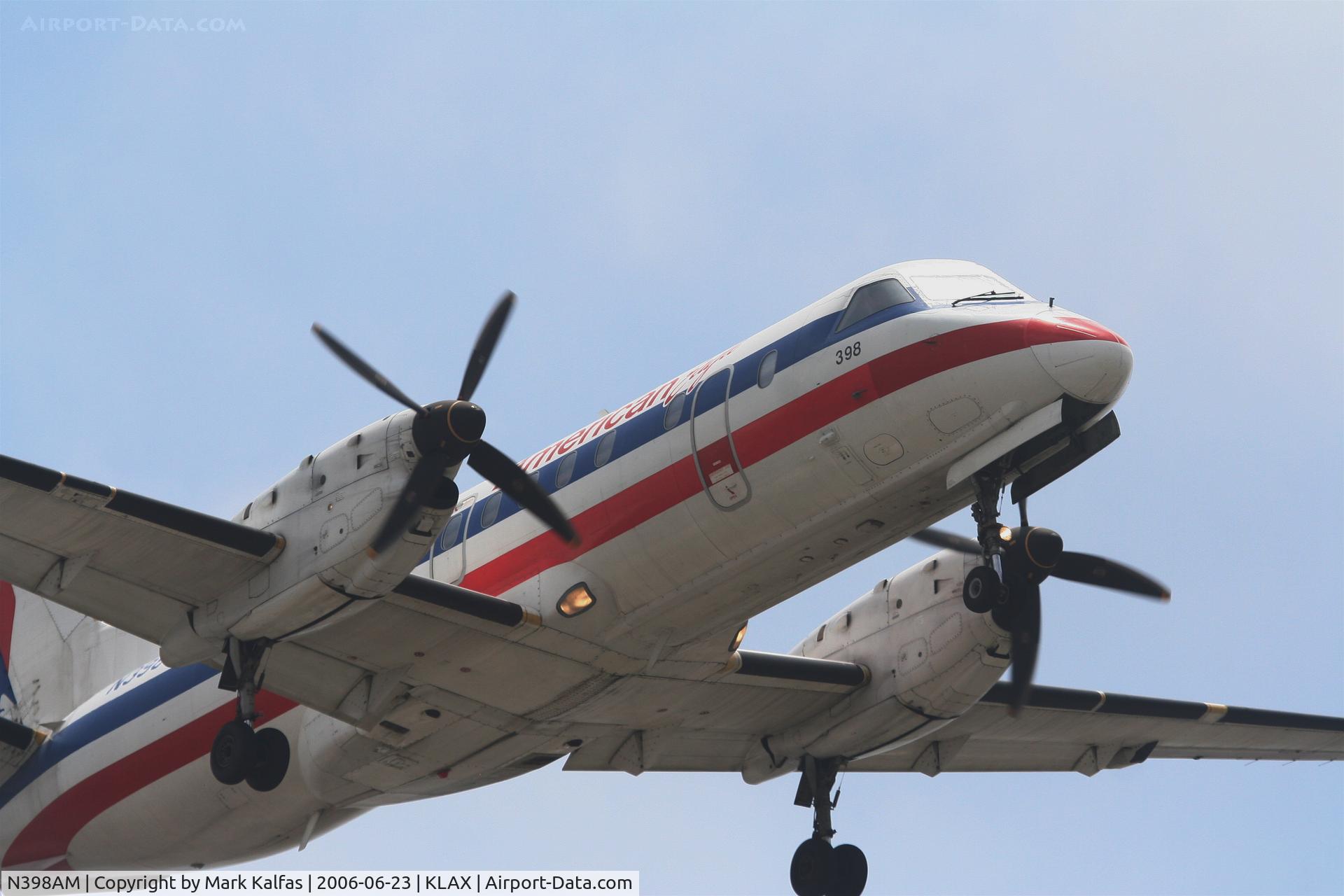 N398AM, 1996 Saab 340B C/N 340B-398, American Eagle SAAB 340B, N398AM short final 24R KLAX.