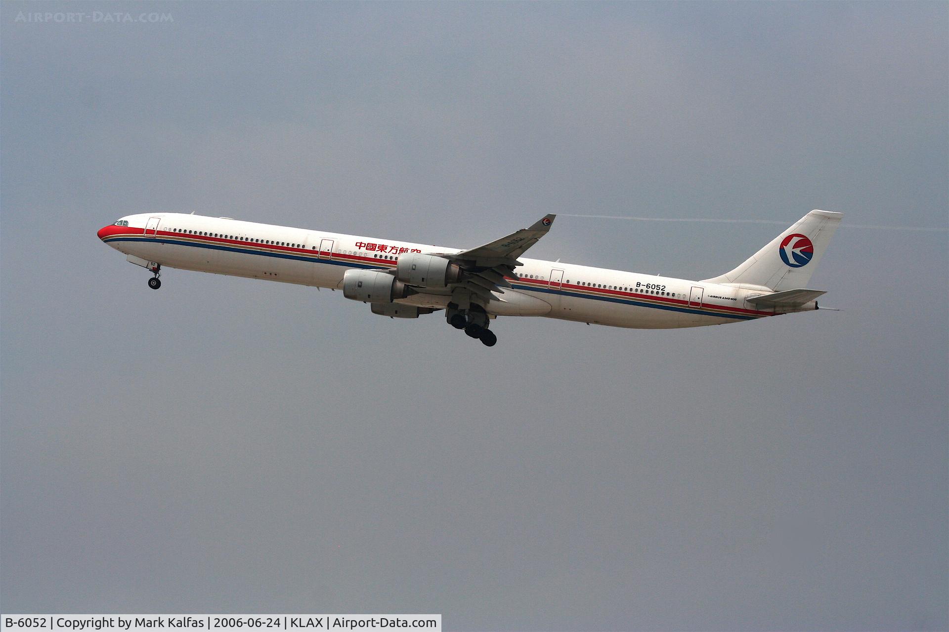 B-6052, 2003 Airbus A340-642 C/N 514, China Eastern A340-642, B-6052 departing 25R KLAX.