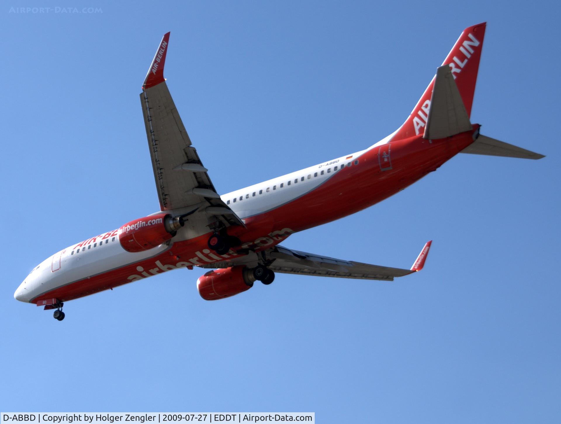 D-ABBD, 2001 Boeing 737-86J C/N 30880, From Malaga/Spain is arriving at Berlin skys....