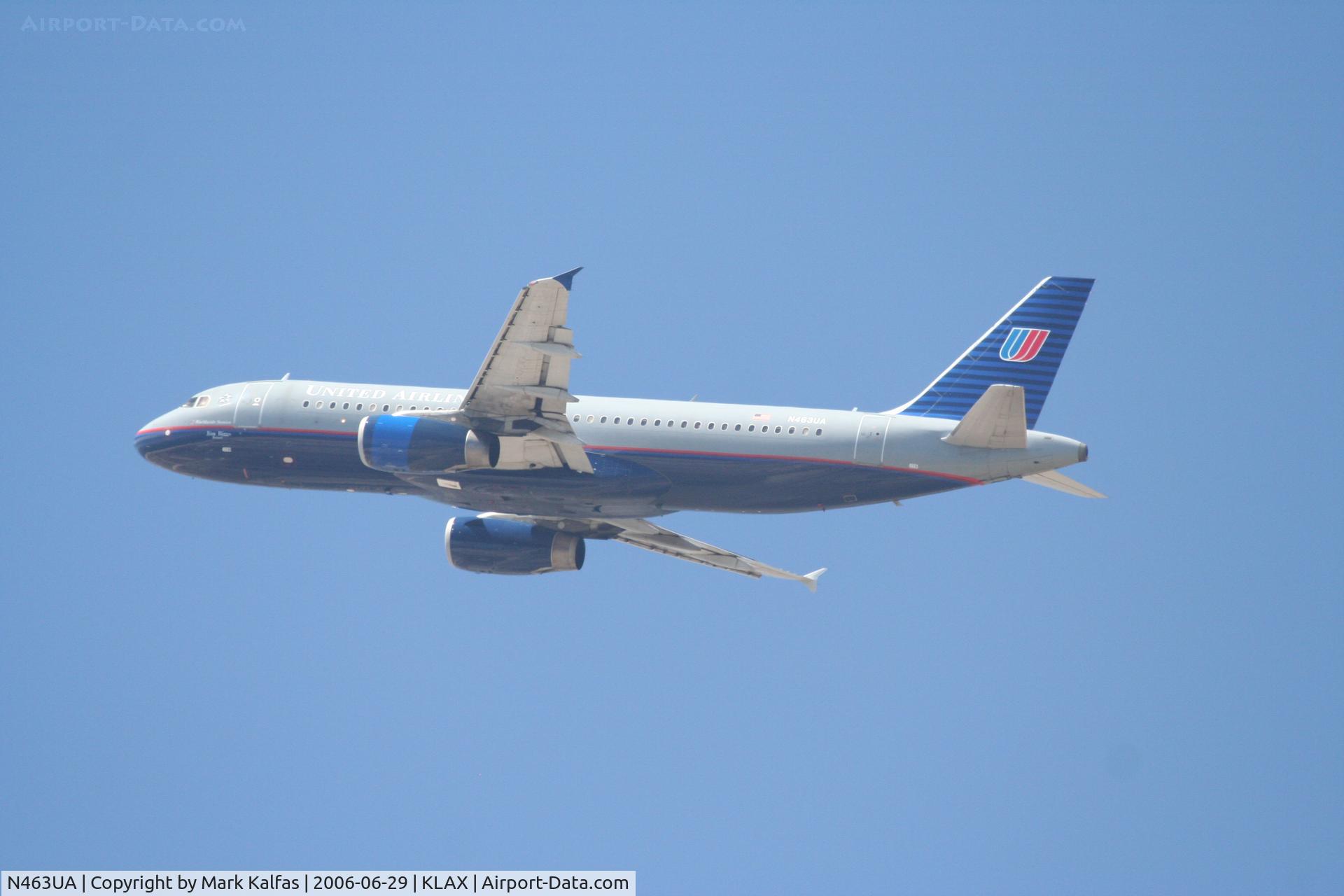 N463UA, 2000 Airbus A320-232 C/N 1282, United Airlines Airbus A320-232 N463UA RWY 25R departure KLAX.