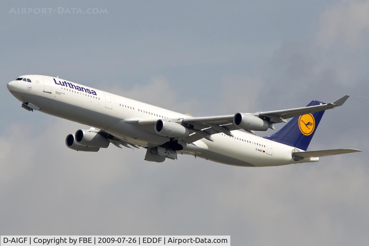 D-AIGF, 1994 Airbus A340-311 C/N 035, departing EDDF