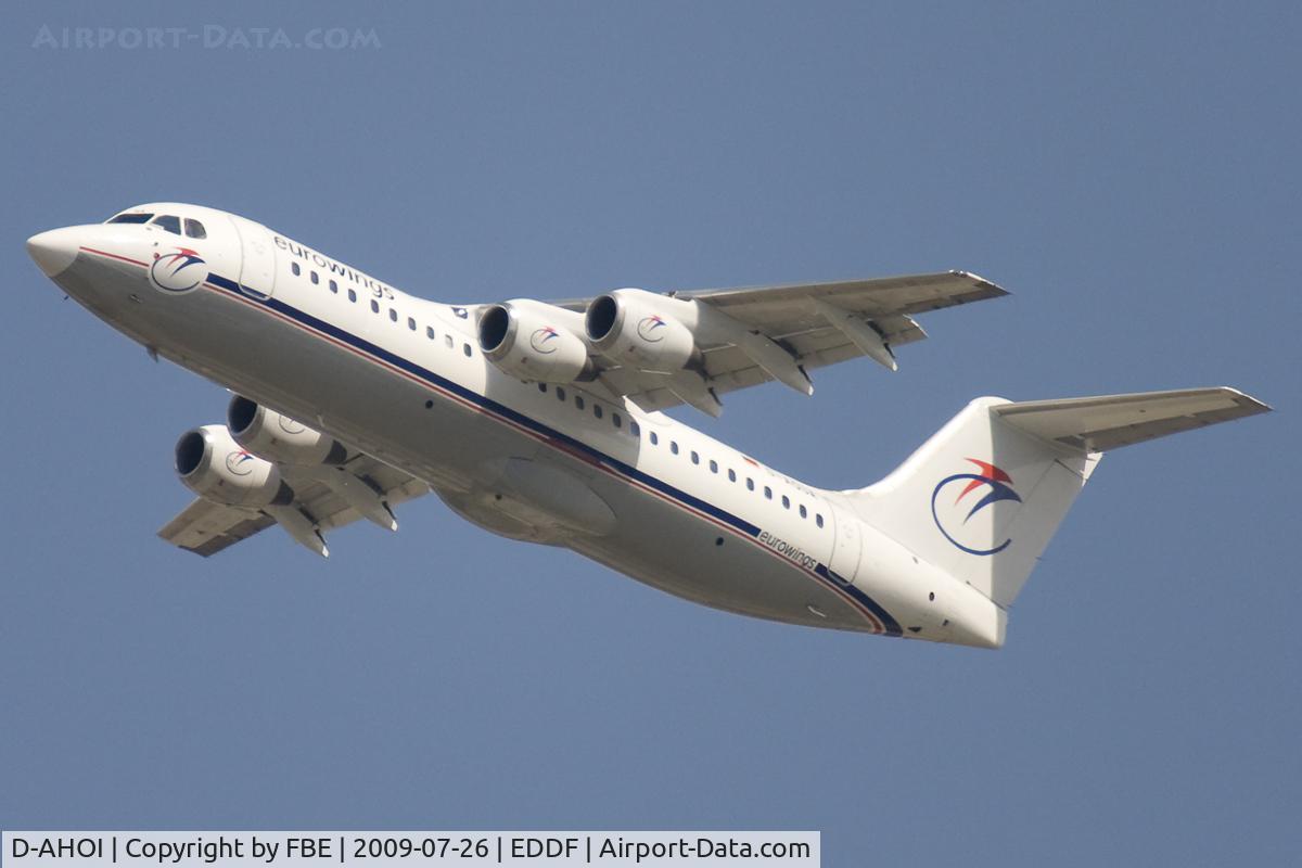 D-AHOI, 1990 British Aerospace BAe.146-300A C/N E3187, departing EDDF