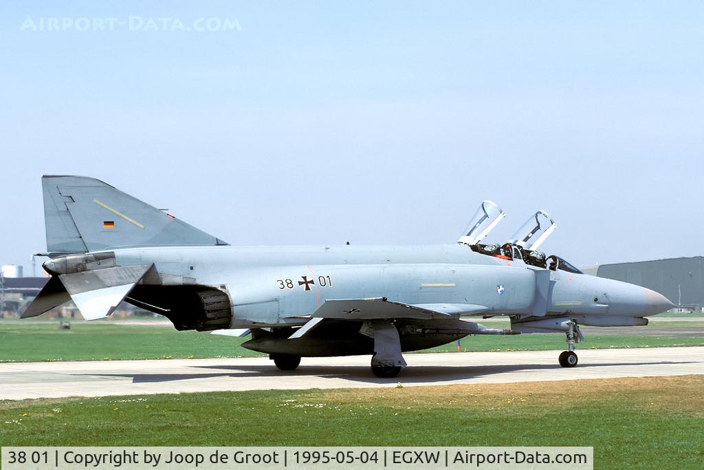 38 01, 1972 McDonnell Douglas F-4F Phantom II C/N 4607, JG 72 in the new ICE configuration flying at the ACMI range.