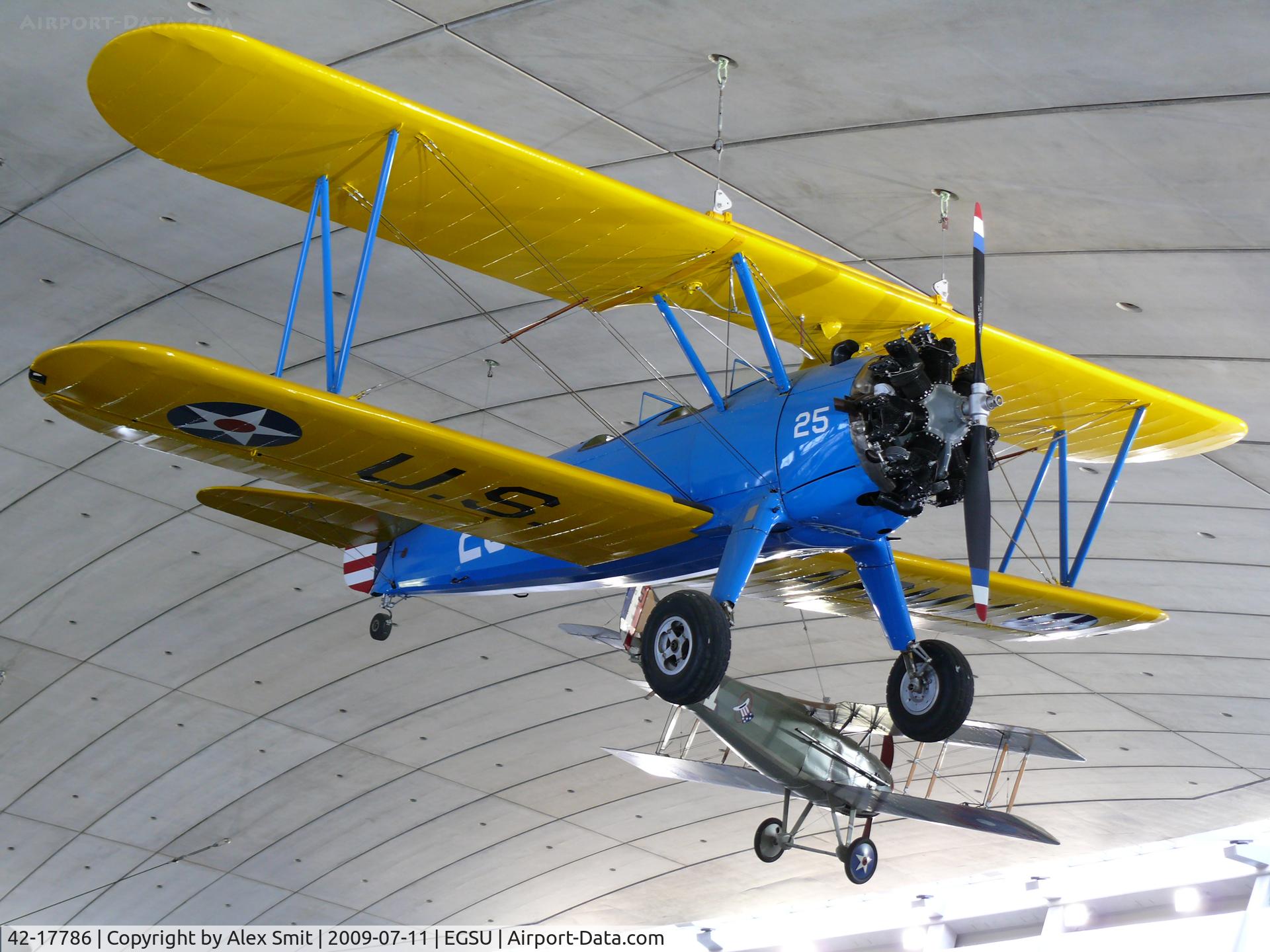 42-17786, 1941 Boeing PT-17 Kaydet (A75N1) C/N 75-1728, Boeing/Stearman PT-17 Kayder 41-8169 painted as 42-17786/25 in the American Air Museum