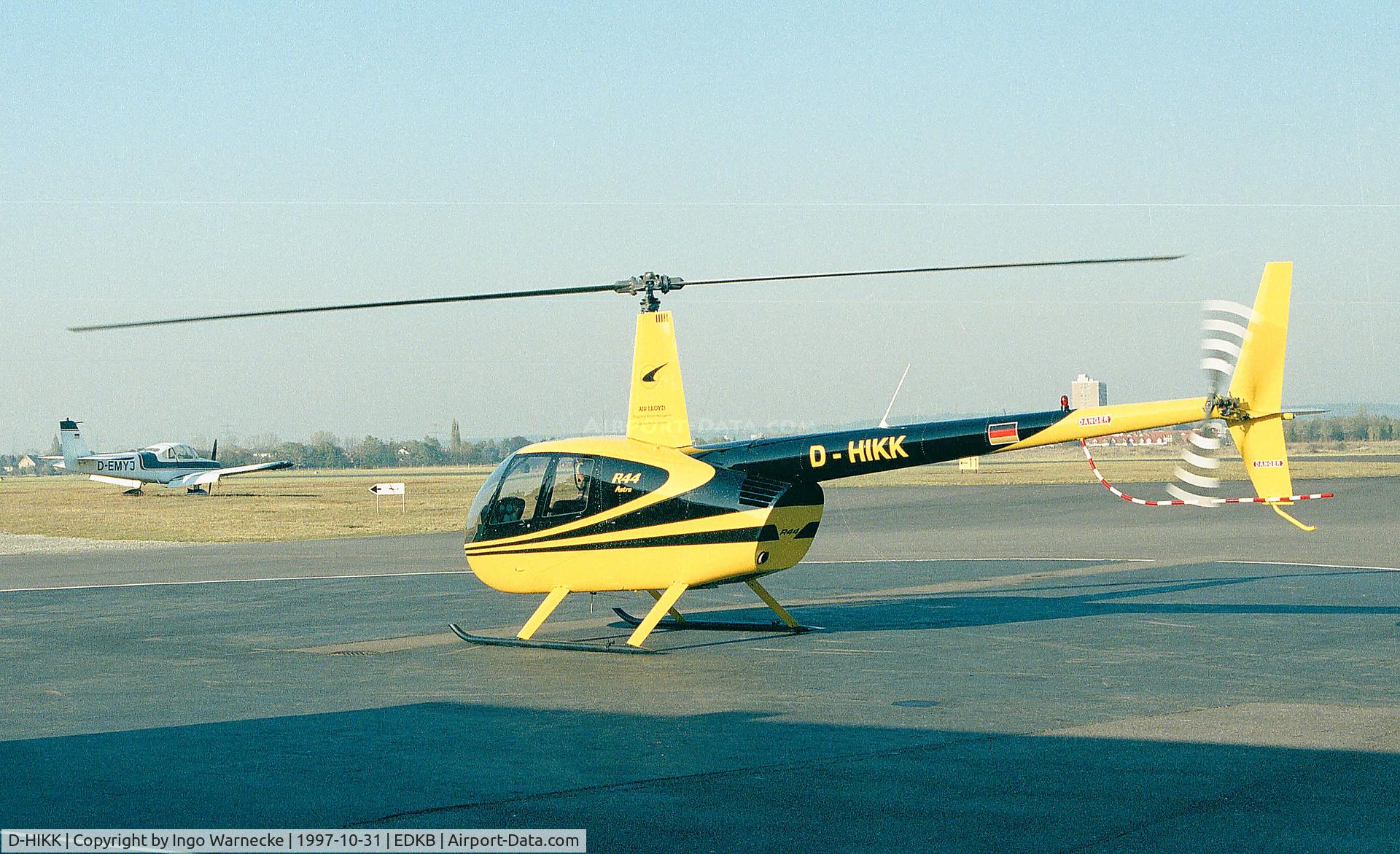 D-HIKK, Robinson R44 Astro C/N 0376, Robinson R44 Astro of Air Lloyd at Bonn-Hangelar airfield