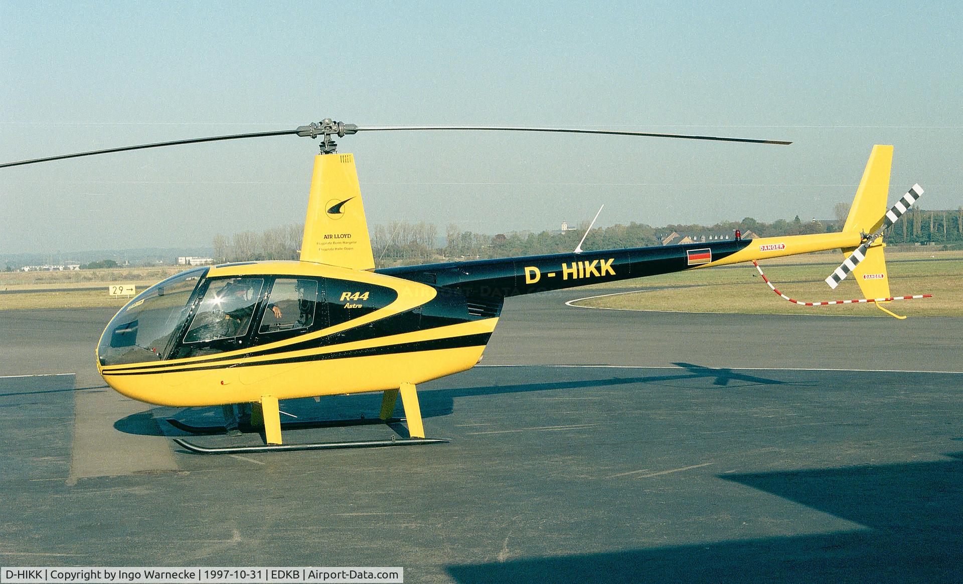 D-HIKK, Robinson R44 Astro C/N 0376, Robinson R44 Astro of Air Lloyd at Bonn-Hangelar airfield