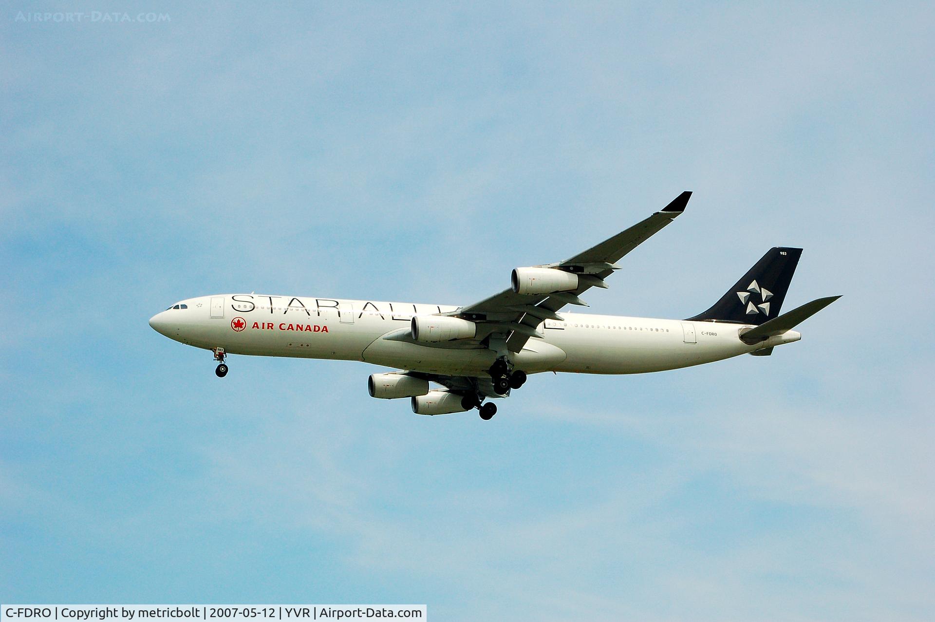 C-FDRO, 1994 Airbus A340-312 C/N 048, Landing at YVR