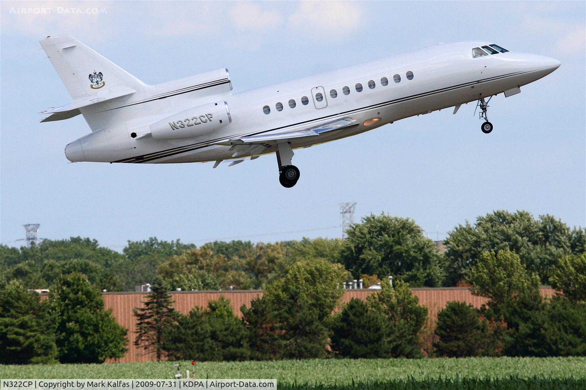N322CP, 1993 Dassault Falcon 900B C/N 134, Gallagher Enterprises Falcon 900, N322CP departing KDPA 20R for Denver KAPA.