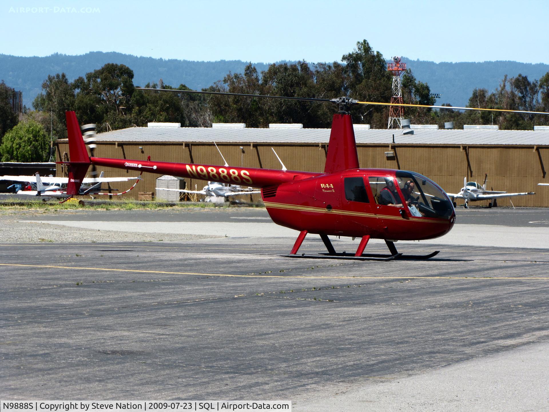 N9888S, 2007 Robinson R44 II C/N 11821, 2007 Robinson Helicopter Company R44 II spooling-up @ San Carlos Muni, CA
