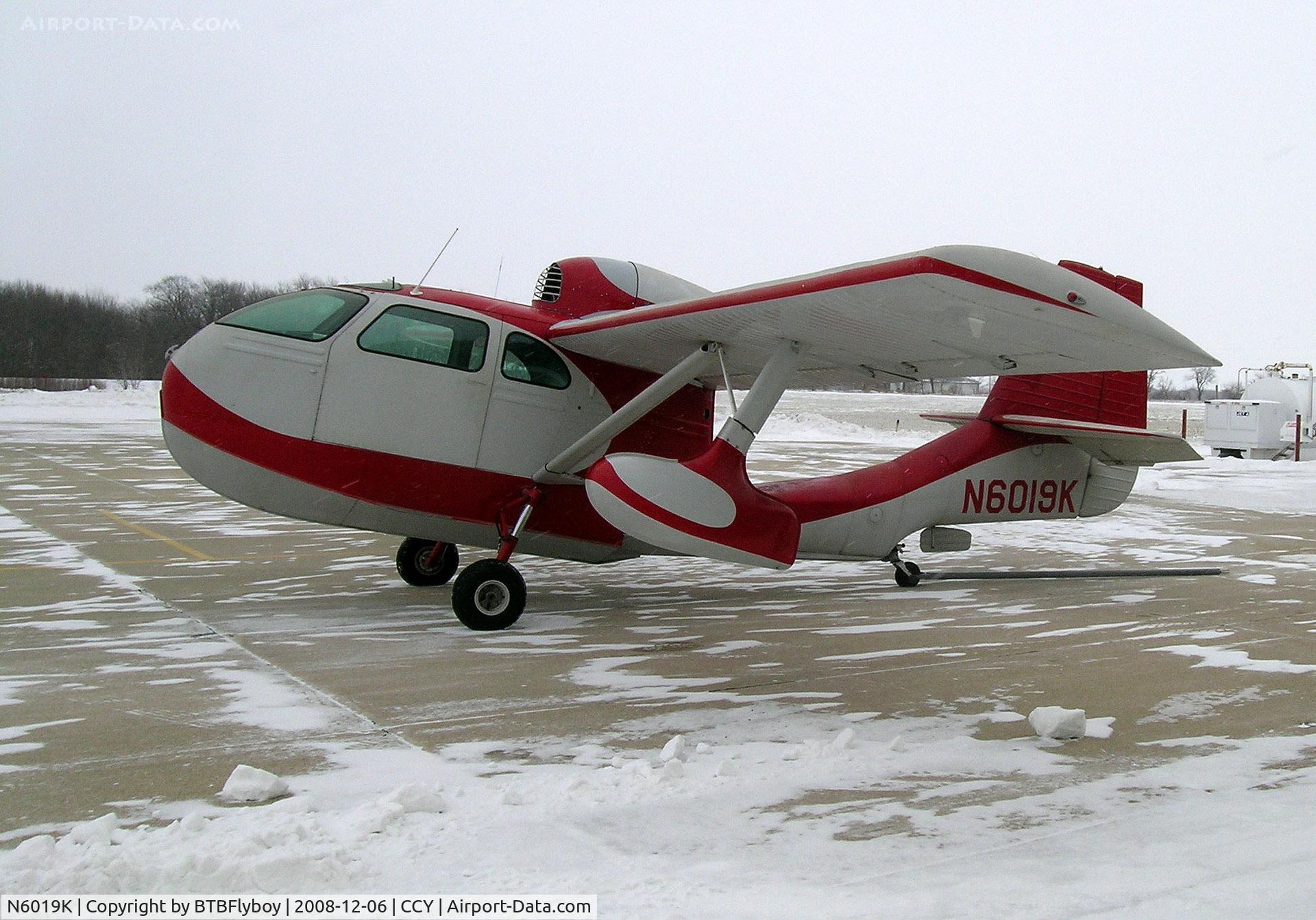 N6019K, 1946 Republic RC-3 Seabee C/N 189, on the ramp at Charles City, IA on a very cold and windy day in Dec.