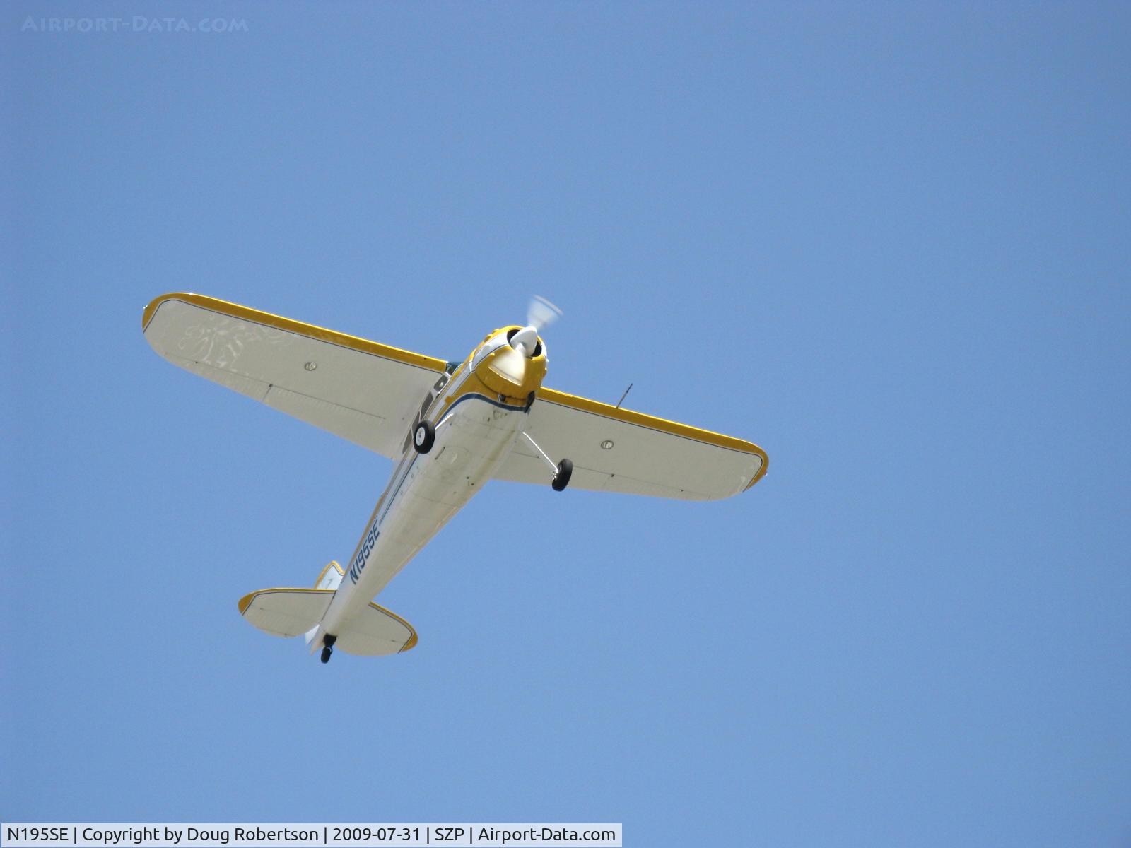 N195SE, 1951 Cessna 195 (U-20A) C/N 7857, Cessna 195 BUSINESSLINER, Jacobs R-755 300 Hp, takeoff climb Rwy 22