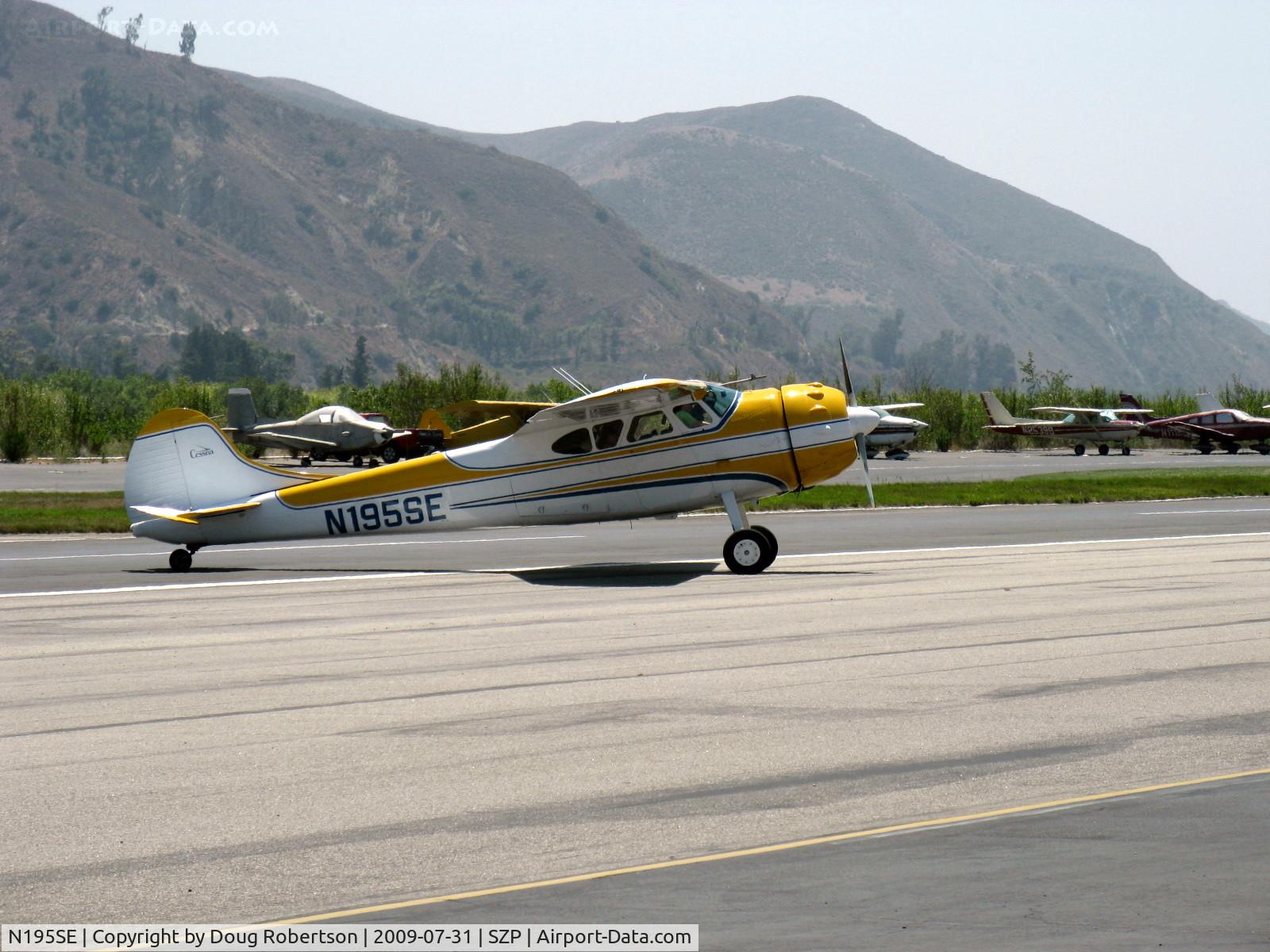 N195SE, 1951 Cessna 195 (U-20A) C/N 7857, Cessna 195 BUSINESSLINER, Jacobs R-755 300 Hp, taxi turn