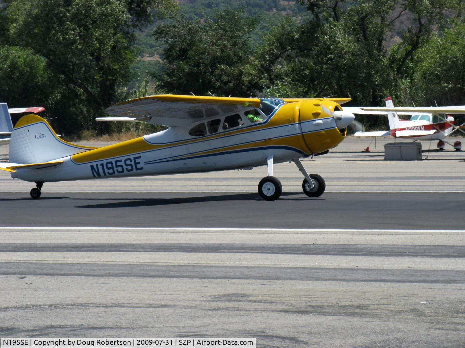 N195SE, 1951 Cessna 195 (U-20A) C/N 7857, Cessna 195 BUSINESSLINER, Jacobs R-755 300 Hp, landing roll Rwy 22