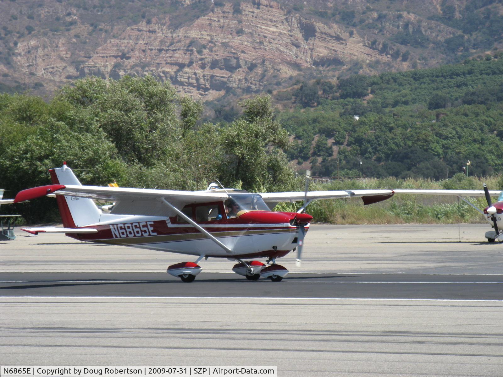 N6865E, 1959 Cessna 175A Skylark C/N 56365, 1959 Cessna 175A SKYLARK, Continental geared GO-300-A 175 Hp, booster tips. landing roll Rwy 22