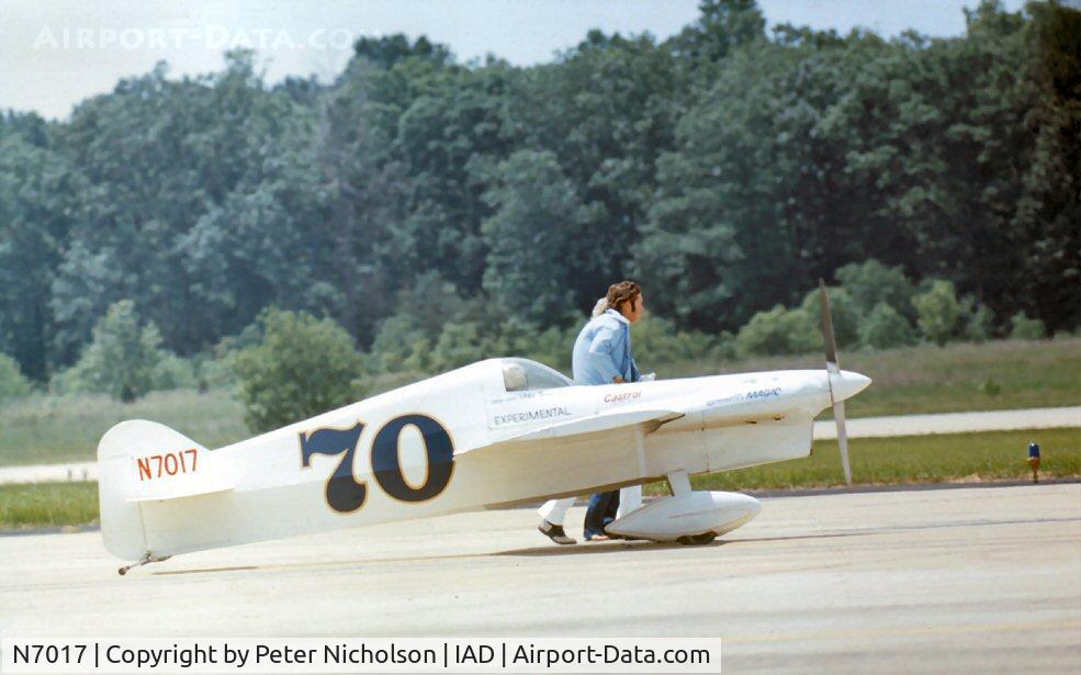N7017, Cassutt Barth C/N 1, This special racer, Bennett's Magic,  was present at Transpo 72 and sadly was written off later that day and the pilot killed when it crashed at Sterling, VA.