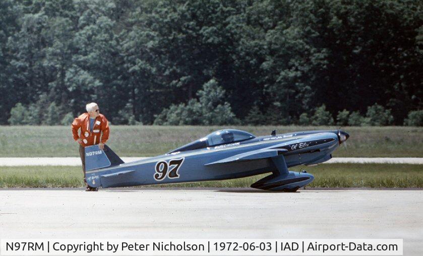 N97RM, Minges SPECIAL M-30 C/N 1838, This special racer, Ol' Blue, flew at Transpo 72 held at Dulles Intnl Airport and later became N97RJ and destroyed in a mid-air collision on 07-07-90 at New Braunfels, TX.