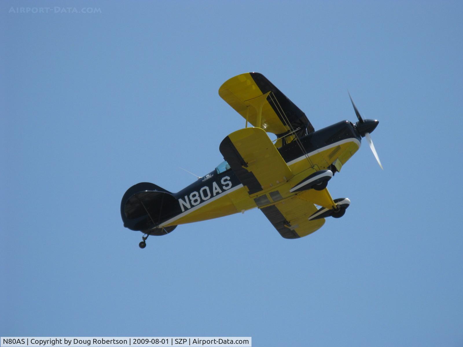 N80AS, 1992 Pitts S-2B Special C/N 5244, 1992 Pitts Aerobatics PITTS S-2B, Lycoming AEIO-540, impressive takeoff climb Rwy 22