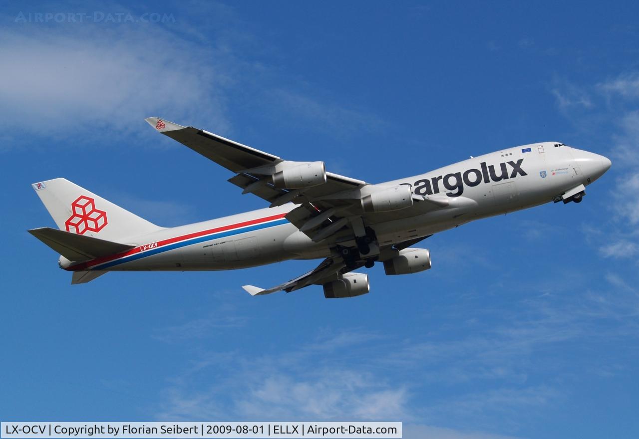 LX-OCV, 1999 Boeing 747-4R7F/SCD C/N 29731, taking off rwy 06
