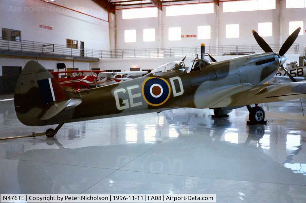 N476TE, 1945 Supermarine 361 Spitfire LF.XVIe C/N CBAF.IX.4610, Spitfire XVIe, a former gate-guardian at RAF Northolt, as seen in the Fantasy of Flight Museum, Polk City in November 1996.