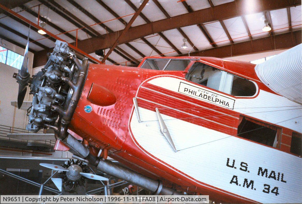 N9651, 1929 Ford 5-AT-B Tri-Motor C/N 34, This Tri-Motor was seen at the Fantasy of Flight Museum, Polk City in November 1996.