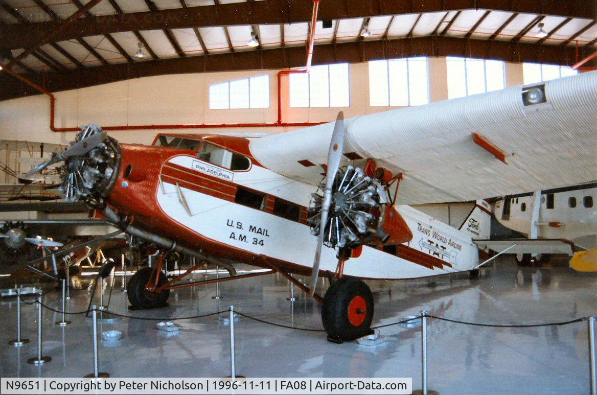 N9651, 1929 Ford 5-AT-B Tri-Motor C/N 34, Another view of the Tri-Motor at the Fantasy of Flight Museum, Polk City as seen in November 1996.