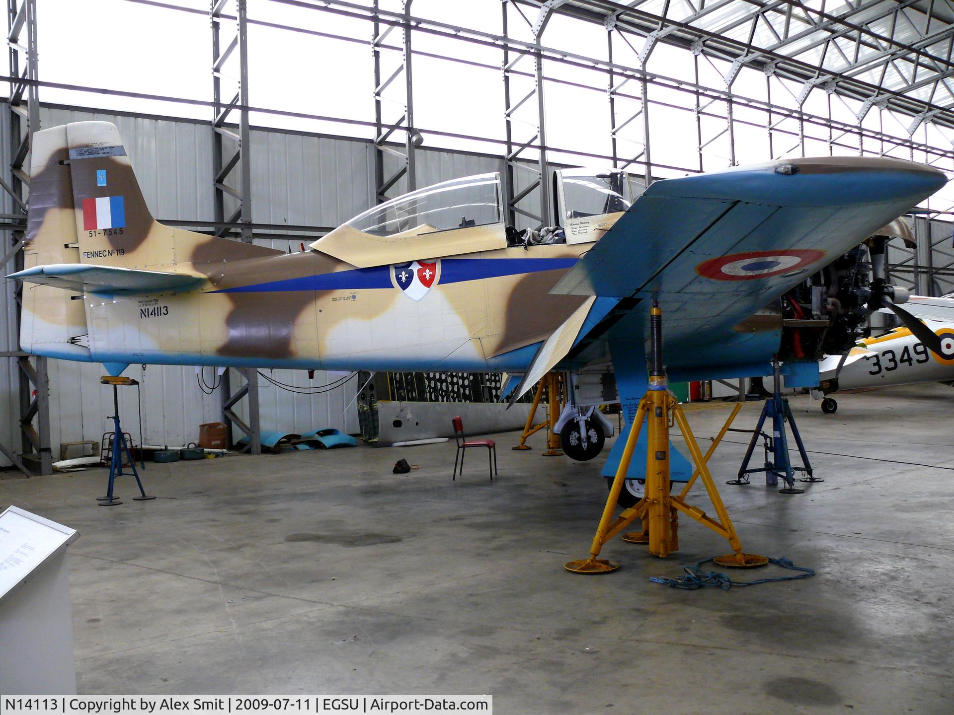 N14113, 1951 North American T-28A Fennec C/N 81-1, North American T-28A Trojan N14113 Radial Revelation painted as Moroccan Air Force 51-7545 no 119