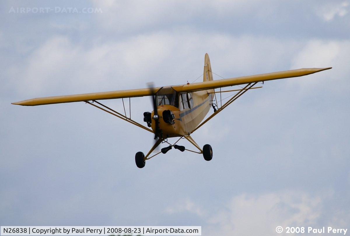 N26838, 1940 Piper J3C-65 Cub C/N 4212, Easing her down, moments from land
