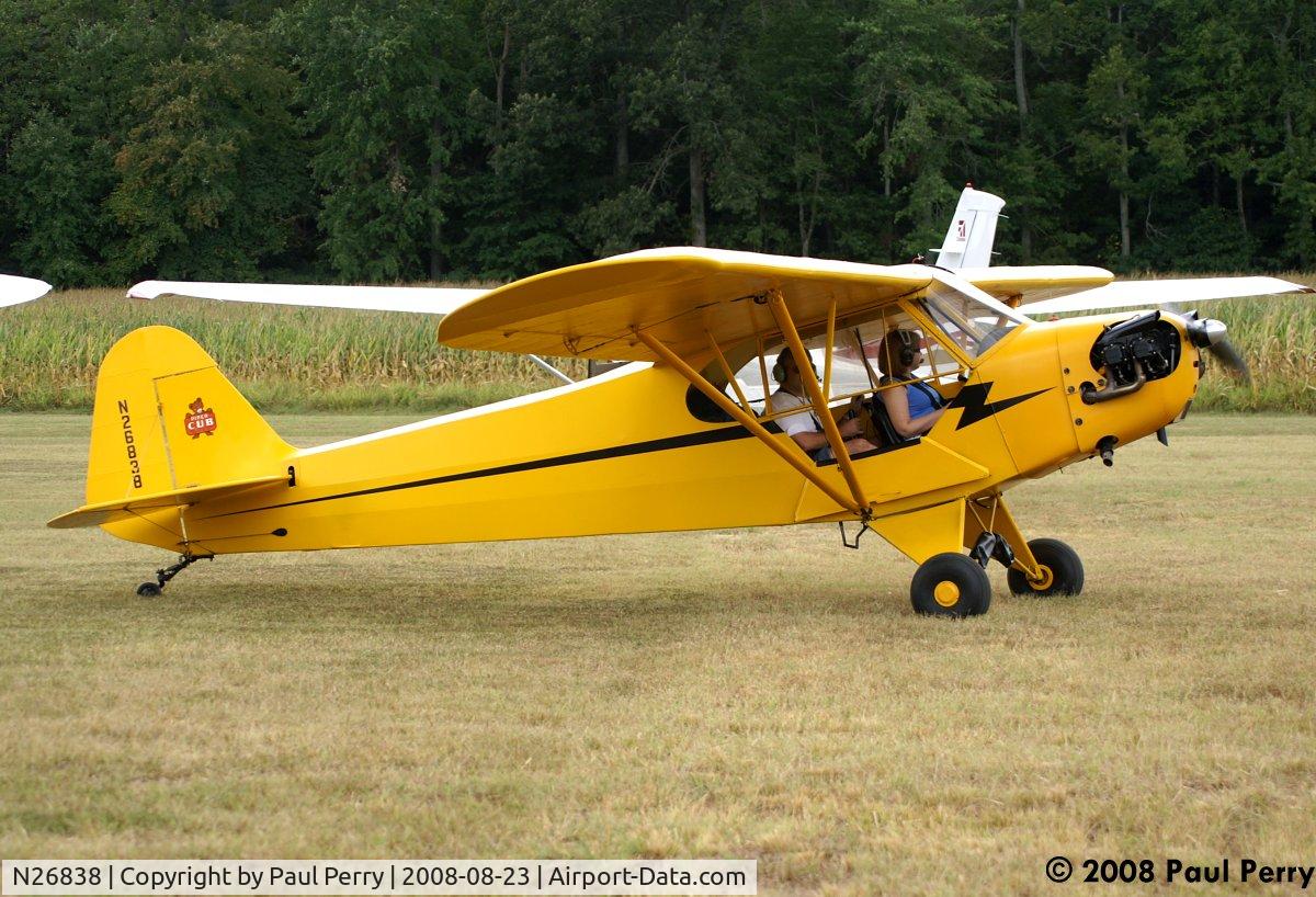N26838, 1940 Piper J3C-65 Cub C/N 4212, Golden oldie, taxiing on by