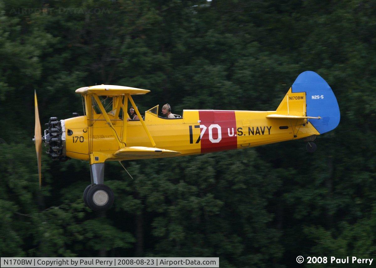 N170BW, Boeing PT-17 Kaydet (A75N1) C/N 75-8260, Level pass down the runway