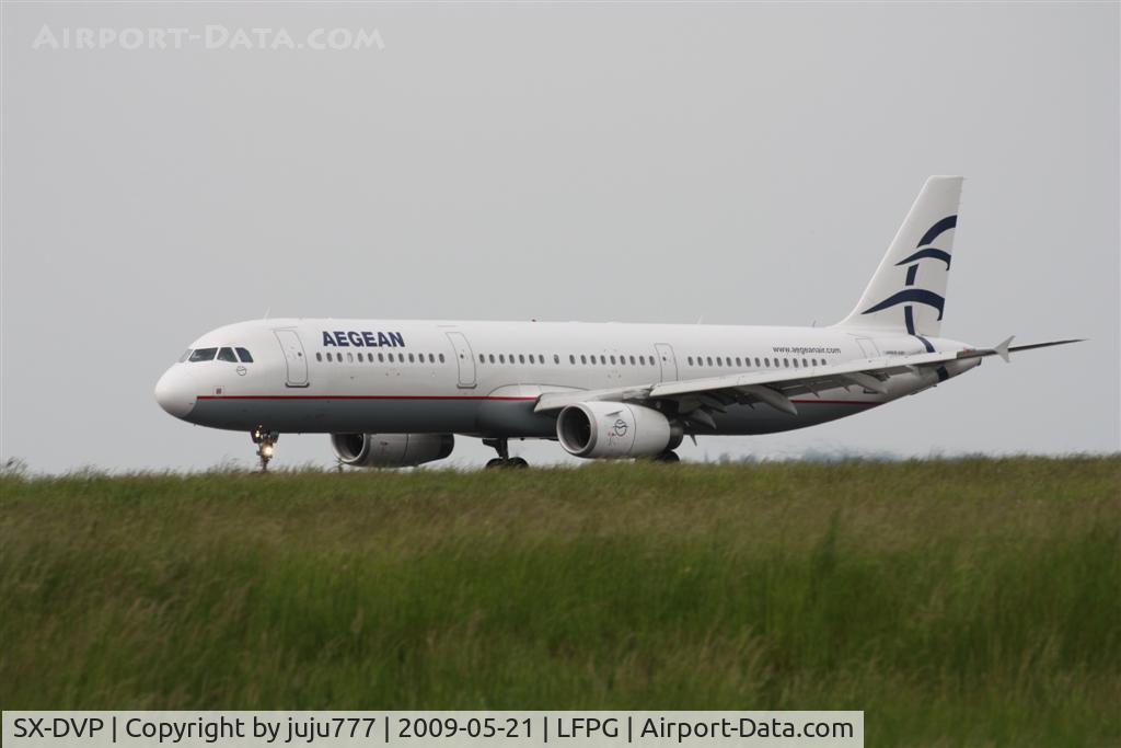 SX-DVP, 2008 Airbus A321-232 C/N 3527, on landing at CDG whis new nose
