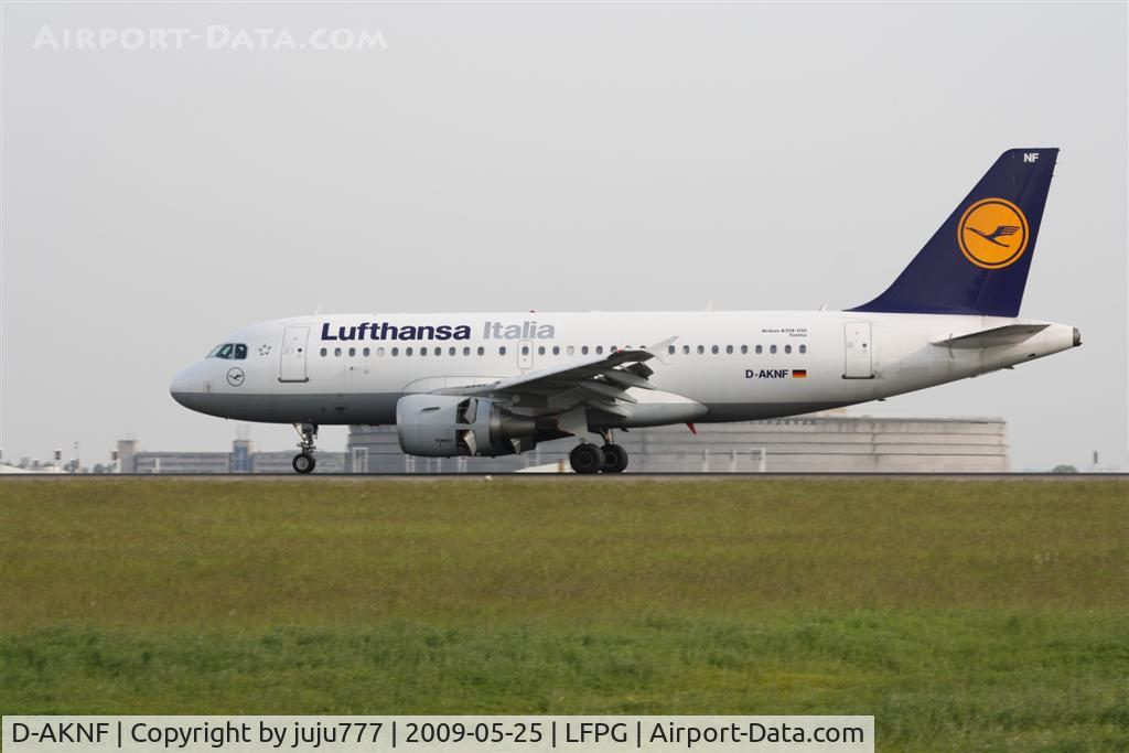 D-AKNF, 1997 Airbus A319-112 C/N 0646, on landing at CDG whis new paint