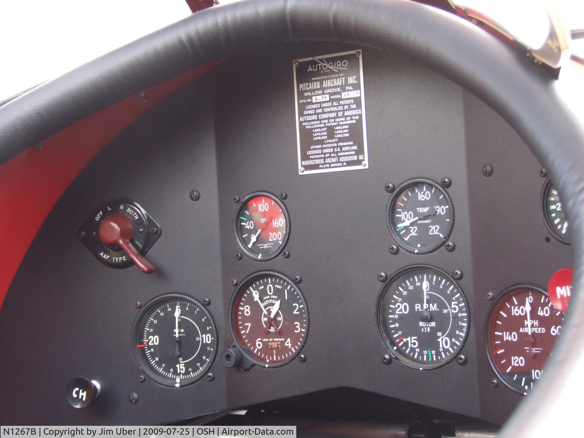 N1267B, 1932 Pitcairn PA-18 C/N G-65, Instrument panel