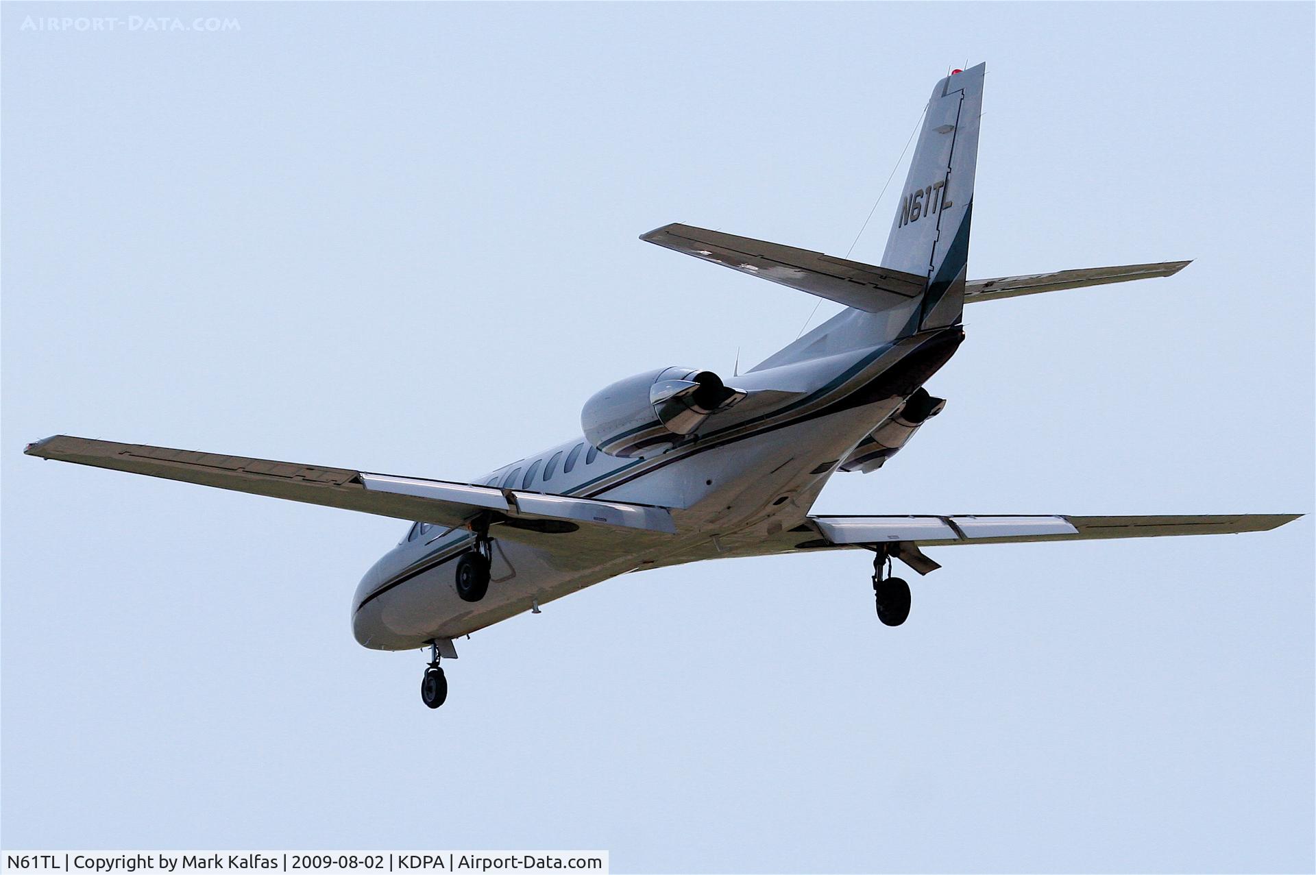 N61TL, 1998 Cessna 560 C/N 560-0461, Cessna 560, N61TL on approach RWY 20R KDPA.