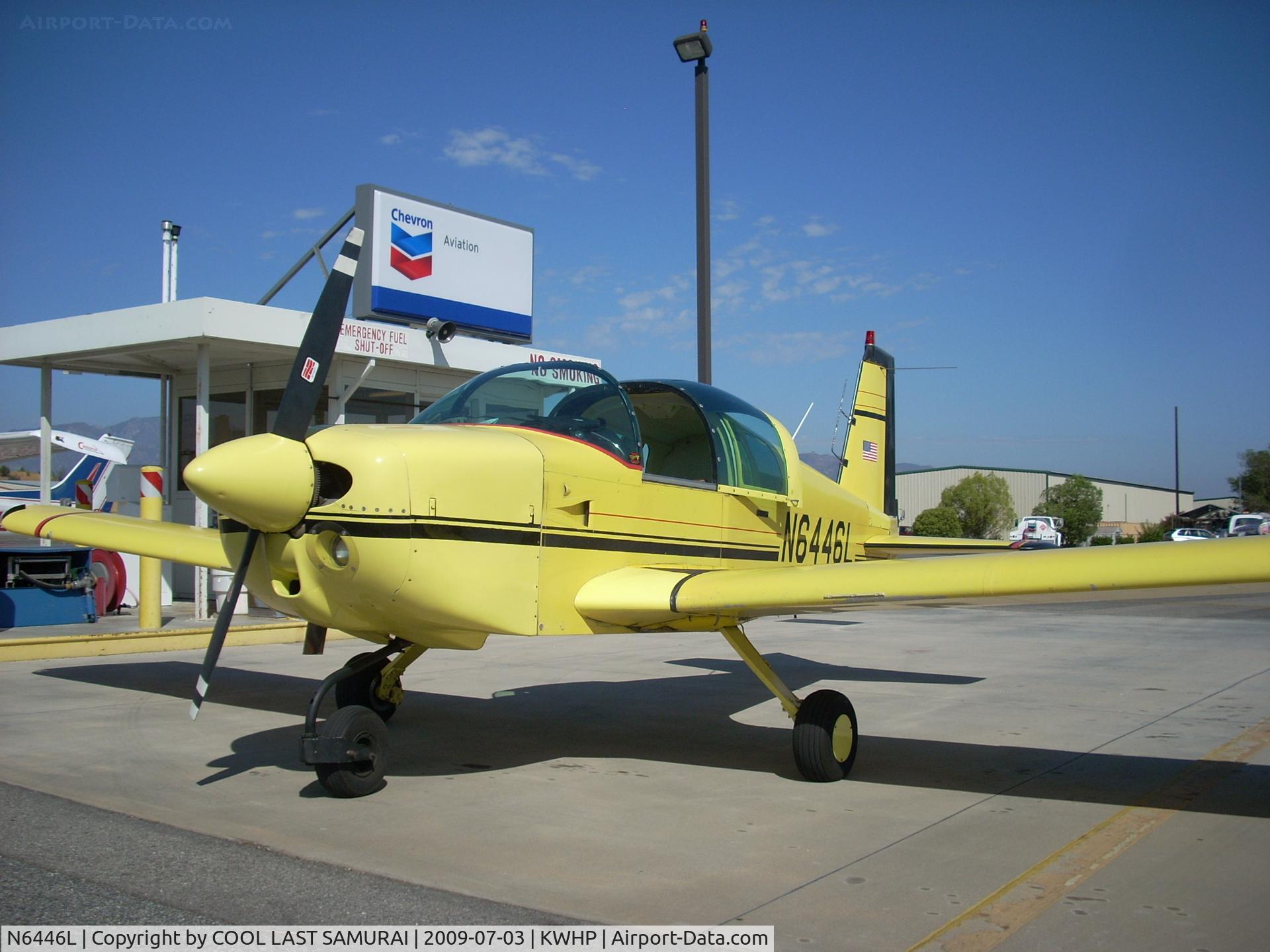 N6446L, 1972 American Aviation AA-1A Trainer C/N AA1A-0446, Grumman AA1A parked at fuel pit in WHP