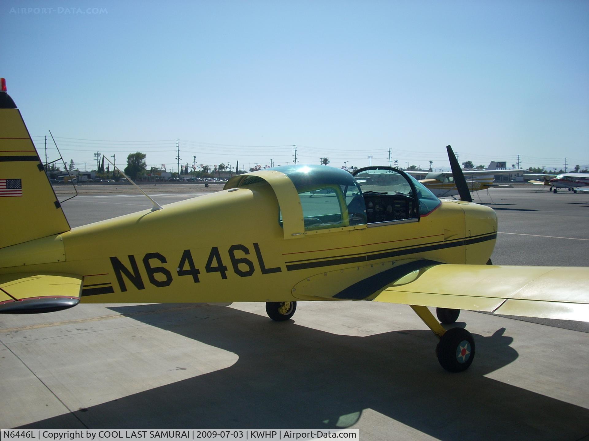 N6446L, 1972 American Aviation AA-1A Trainer C/N AA1A-0446, AA1A, 46L, parking at fuel pit in WHP.