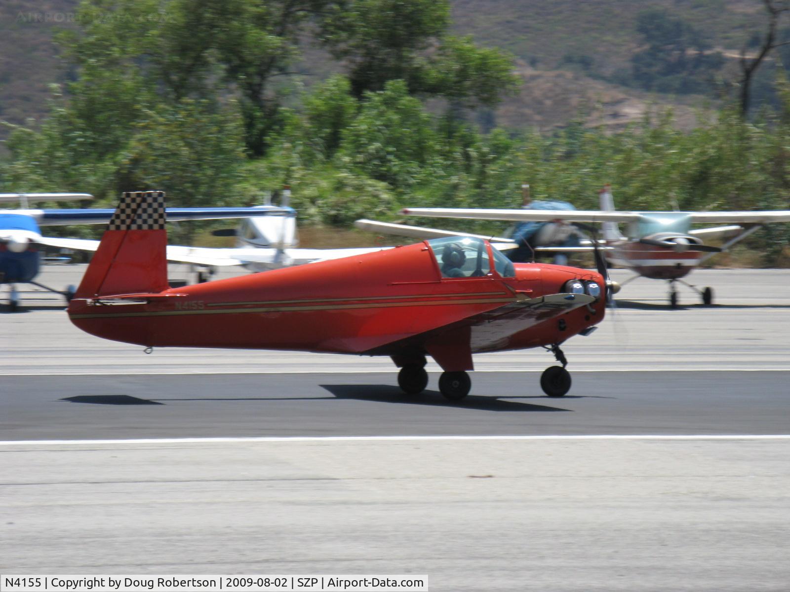 N4155, 1955 Mooney M-18C C/N 321, 1955 Mooney M-18C MITE, Continental A&C75 75 Hp upgrade, takeoff roll Rwy 22
