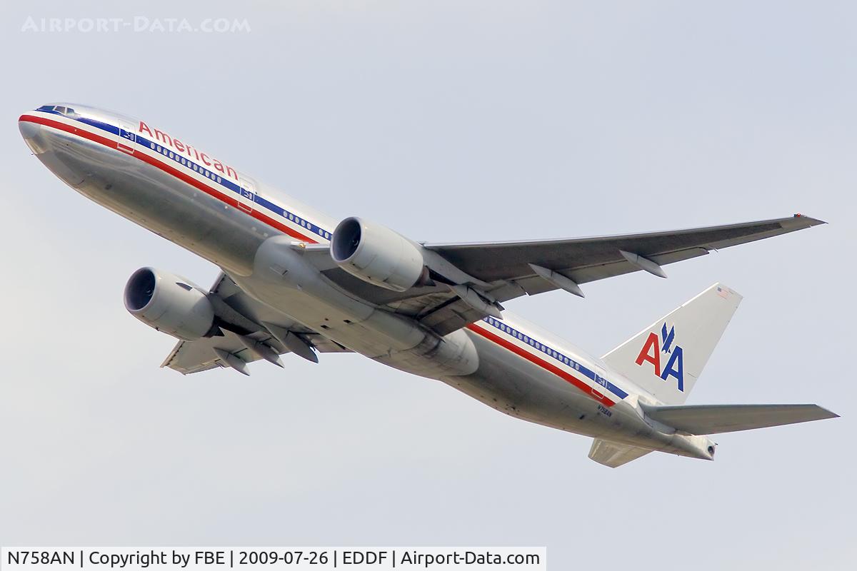 N758AN, 2001 Boeing 777-223 C/N 32637, departing EDDF
