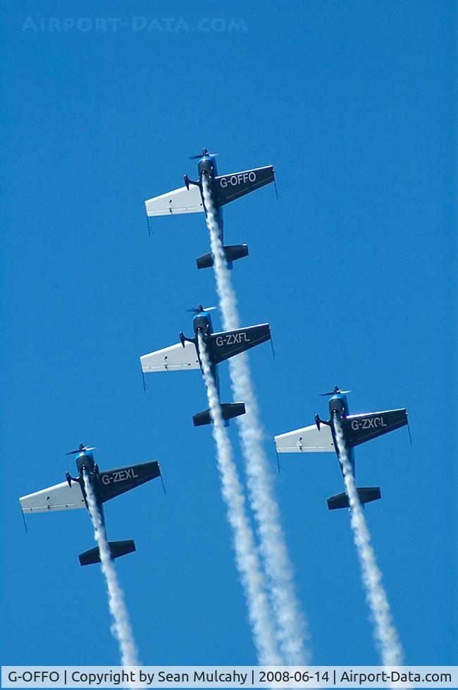 G-OFFO, 2006 Extra EA-300/L C/N 1226, The Blades Aerobatic Display Team flying their Extra EA300L's with Andy Offer (G-OFFO) in the lead, at the Thannet Air Show, Kent, U.K. June 14th 2008