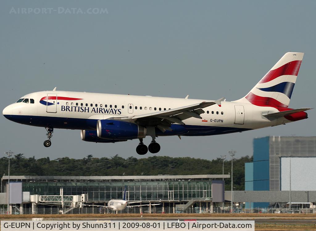 G-EUPN, 2000 Airbus A319-131 C/N 1261, Landing rwy 14L