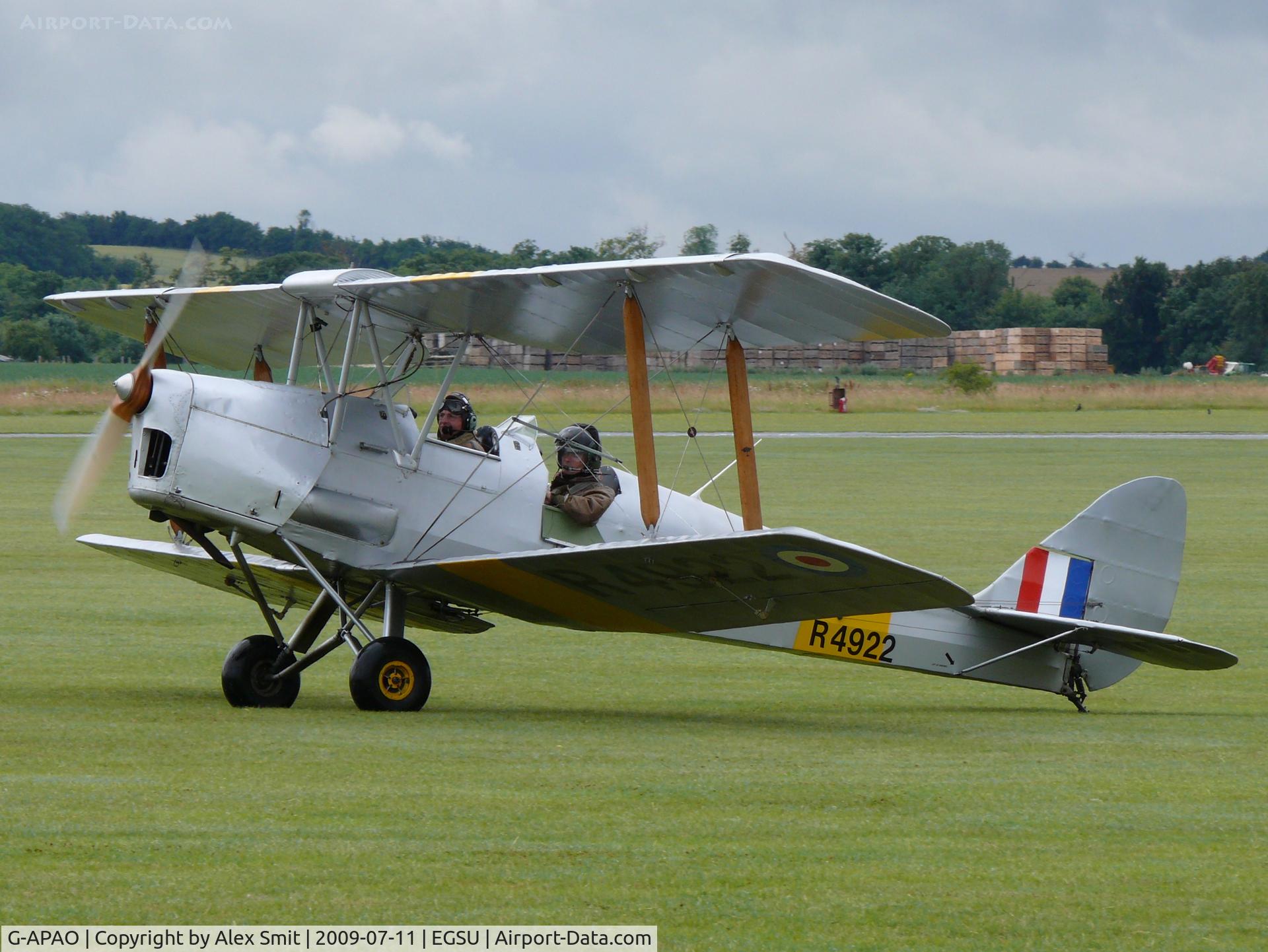 G-APAO, 1940 De Havilland DH-82A Tiger Moth II C/N 82845, De Havilland DH82A Tiger Moth G-APAO Classic Wings painted as Royal Air Force R4922