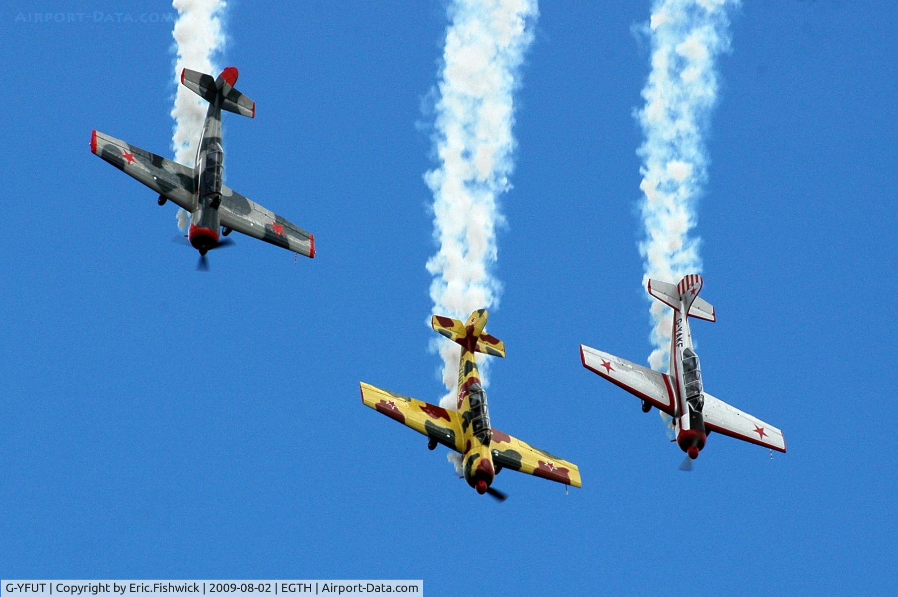 G-YFUT, 1988 Bacau Yak-52 C/N 888410, Team Osprey at Shuttleworth Military Pagent Air Display  Aug 09