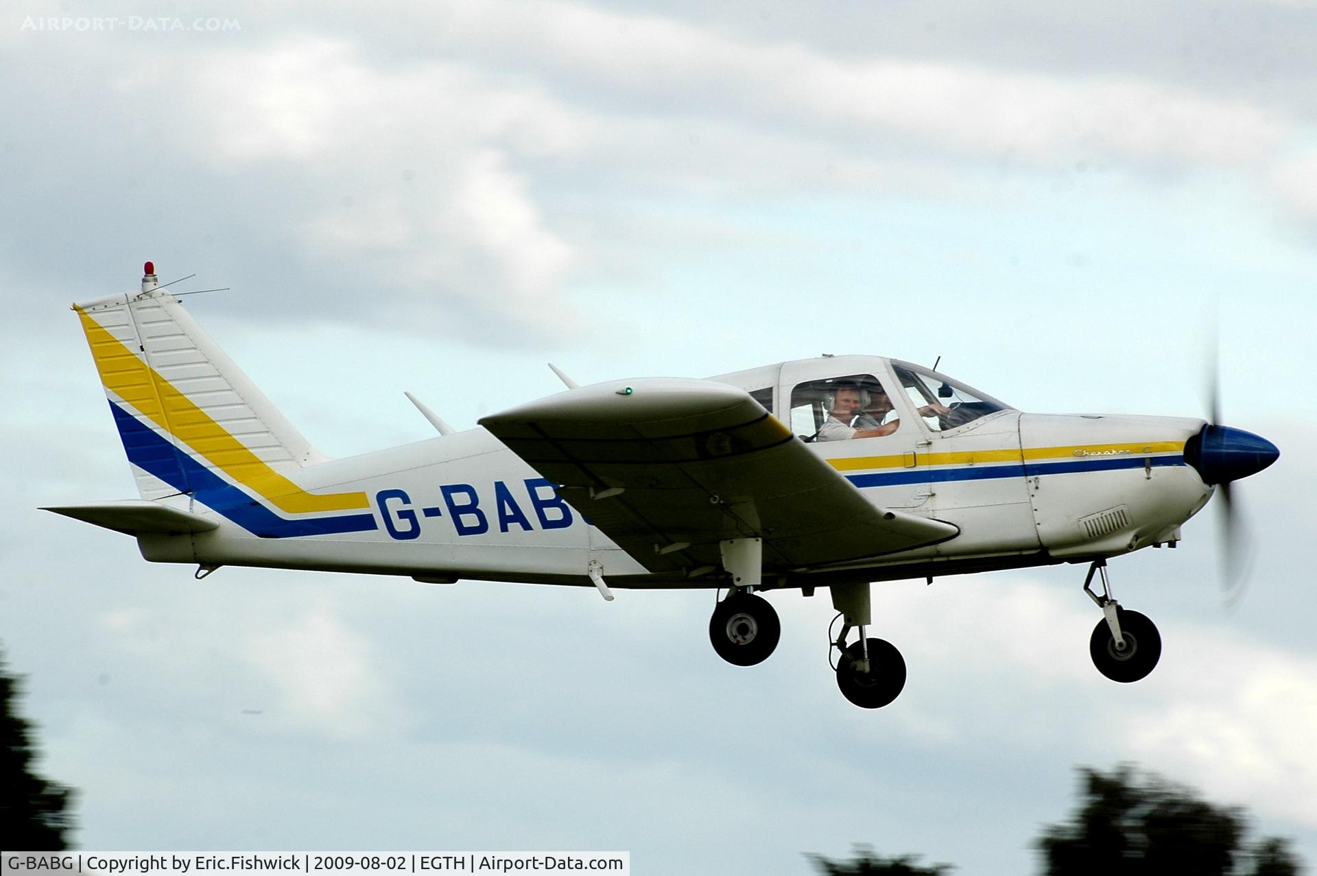 G-BABG, 1964 Piper PA-28-180 Cherokee C/N 28-2031, G-BABG departing Shuttleworth Military Pagent Air Display Aug 09