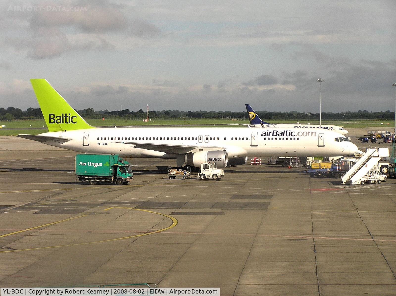 YL-BDC, 1999 Boeing 757-256 C/N 26253, Air Baltic on remote stand