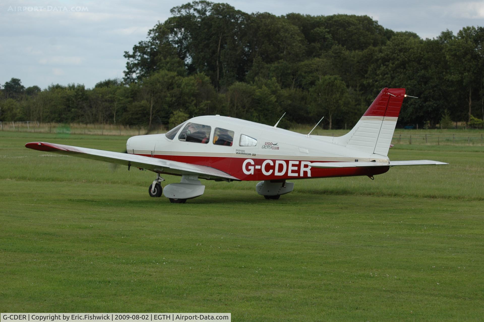 G-CDER, 1981 Piper PA-28-161 Cherokee Warrior II C/N 28-8116222, G-CDER departing Shuttleworth Military Pagent Air Display Aug 09