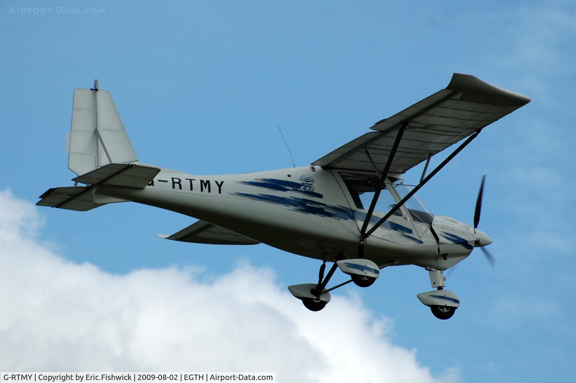 G-RTMY, 2005 Comco Ikarus C42 FB100 C/N 0502-6655, G-RTMY departing Shuttleworth Military Pagent Air Display Aug 09